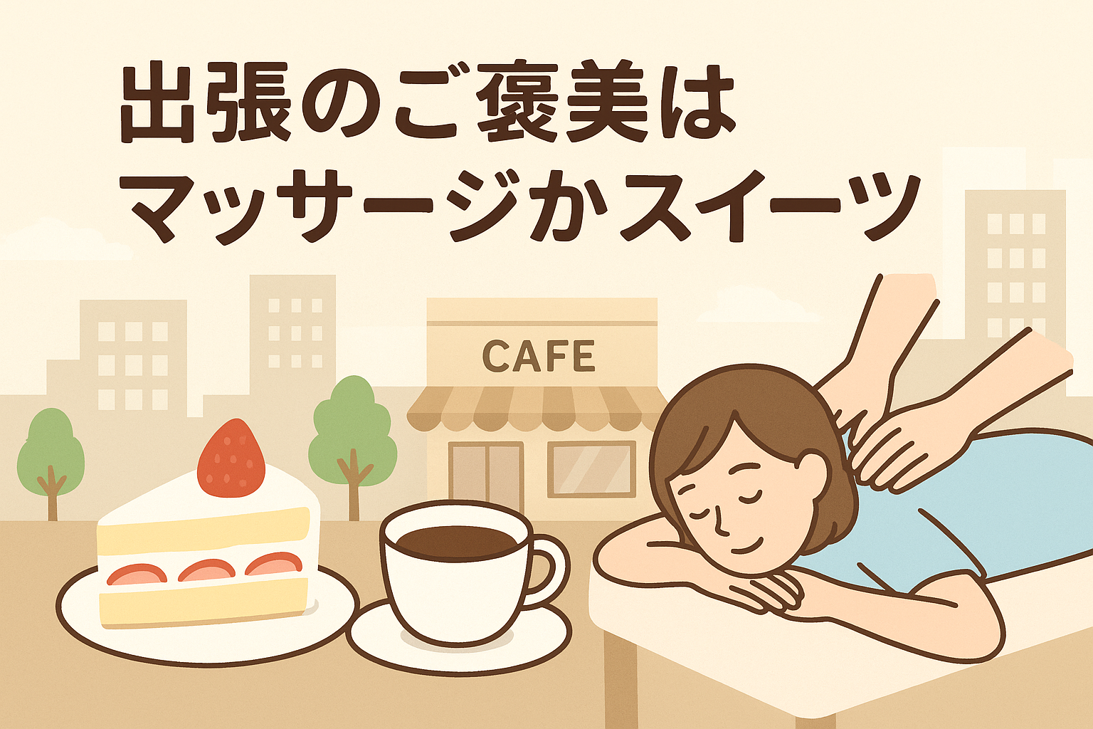 出張先でのご褒美マッサージやスイーツで疲れを癒す食品販売の仕事ブログ